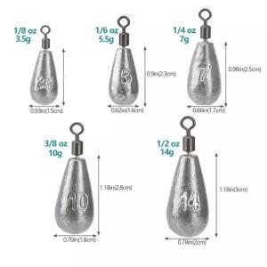 10개입 낚시 추 3.5g 5g 7g 10g 14g 20g 물방울 모양 낚시용품 액세서리