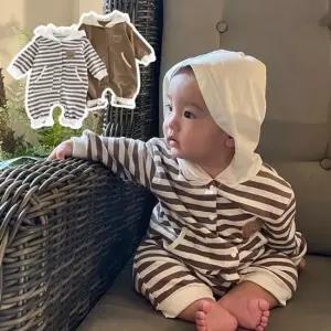 브라운 스트라이프 아동긴팔후드우주복 205219 우주복