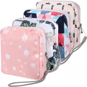 4팩 휴대용 생리대 보관 가방 지갑 귀여운 여성 관리용 미니 파우치 여성용 패드-가방 키트