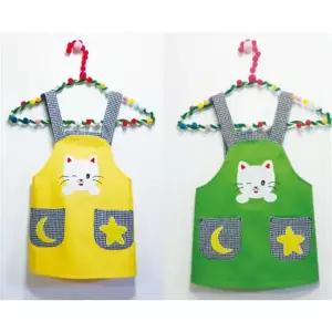 [무한] 어린이 앞치마 및 삼각 스카프 (노랑/연두) 두건 찍찍이