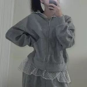 [옷자락]여자 키치룩 도트 시스루 레이스 후리스 후드집업