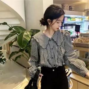 [옷은날개] 빅카라 블라우스 루즈핏 패턴 체크 편한