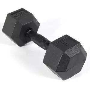 [낱개] 육각아령 고무덤벨 8kg 블랙그립 네츄럴고무