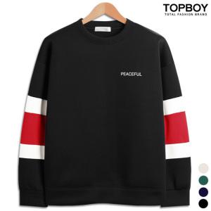 피스풀 네오프렌 배색 오버핏 맨투맨 (RE004)