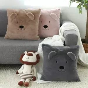 아망떼 스마일베어 보들보들 귀달린 입체쿠션솜포함_3종택1