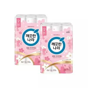 깨끗한나라 허브가든 벚꽃 천연펄프 3겹 화장지 휴지 28m 60롤 최신리뉴얼
