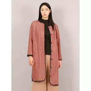 라운드 플리츠 페이즐리 누비 롱 코트_YG01PCT01