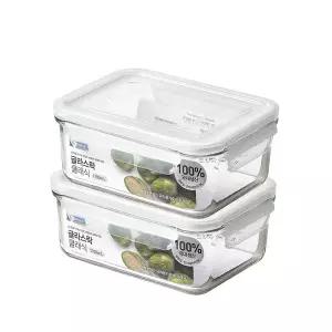 [글라스락] 클래식 화이트에디션 직사각 1100ml 2조 세트