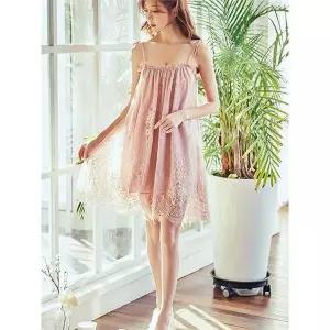 [셀러허브]여성잠옷 T팬티세트 원피스 시스루 홈웨어 쁘띠벤시 (S6808095)