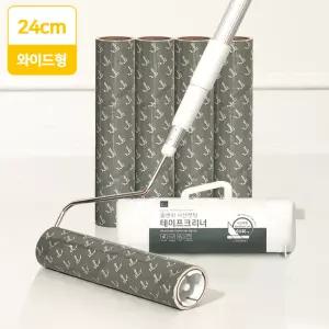 와이드 사선 긴 돌돌이 밀대 테이프 클리너 롱핸들+리필 5개