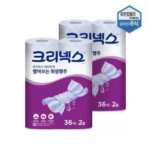 크리넥스 빨아쓰는 일회용 주방 빠른건조 위생행주 36매 2롤 x 2팩 47402