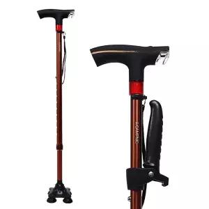 [캠프닉]초경량 4발 네발 지팡이 CN-3000+보조손잡이 노인 어르신 길이조절 할머니 할아버지 효도선물