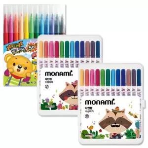 모나미 모니주 싸인펜 마르지않는 지구화학 노마르지 싸인팬 유치원 수성 사인펜 12색 세트