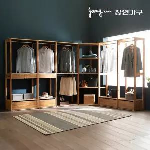 장인가구 세이 원목 드레스룸 4200 옷장 2단서랍 선반 코너형
