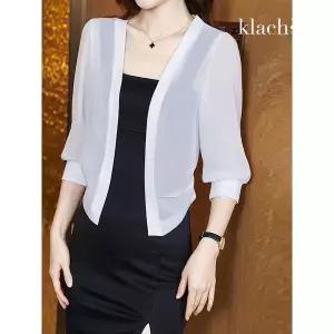 [하프클럽/클라셰]클라셰 심플핀턱쉬폰썸머가디건_B3F0469