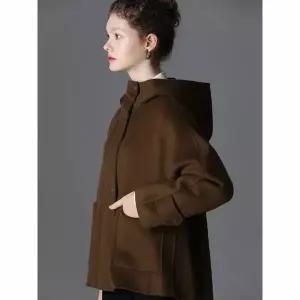 [하프클럽/모리모리스]로지 하이넥 후드 핸드메이드 울코트 (택가격 188000