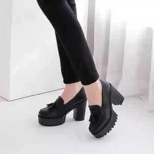 [오노마] ONM 국산 라운드 테슬장식 가보시 통굽 로퍼스타일 구두