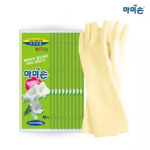 마미손 고무장갑 중형 (M) 화이트 식품 조리용 x10개