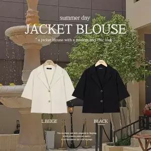 핫핑 [셋업가능] 커먼즈 싱글 반팔 숏자켓블라우스