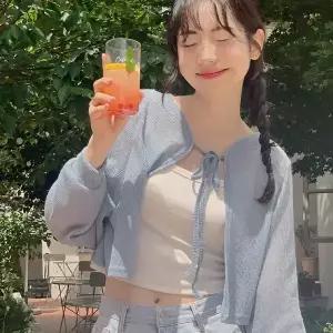 핫핑 가넬 썸머 린넨 볼레로 크롭니트가디건