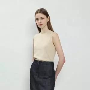 [UNIT]린넨 혼방 크루넥 스트립 니트 슬리브리스 탑 [UFJKSN243N]