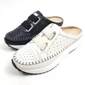 순이의신발장 소가죽 키높이 펀칭 발편한 통굽 푹신한 쿠션 여성 여름 슬리퍼 5cm