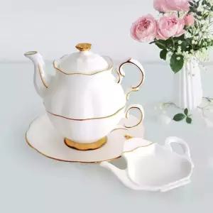 티백트레이+고원 엘린 티포원 300ml 1인용 티팟세트 도자기 티포트 찻잔