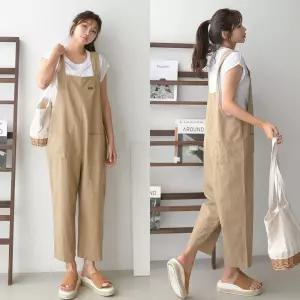 [유야]여성 국산 린넨 나시 배기 멜빵바지 점프수트 -FJS0020- 봄 여름