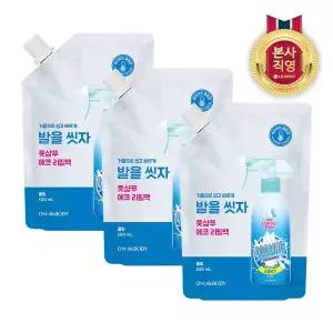 [엘지생활건강]온더바디 발을씻자 풋샴푸 리필 500ml 쿨링 X 3개