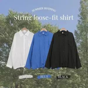 핫핑 [살안타템] 모키 밑단스트링 루즈핏 셔츠