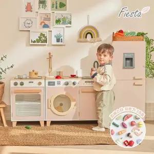 [피에스타] 우드 주방놀이 우든쉐프 베이지핑크+썰기 28종