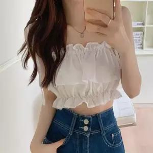 ONM 레이스 리본끈 러블리 캐주얼 하이웨스트 민소매나시