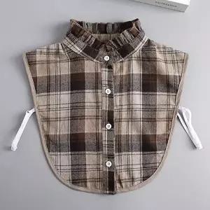 클래식 체크 레이어드 카라 셔츠 페이크 카라 유니폼-WE21E3A