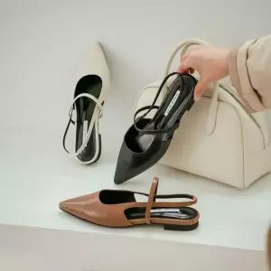 SOVO 베인드 스틸레토 메리제인 슬링백 플랫슈즈 1cm