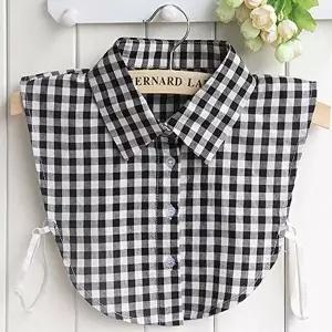 체크 레이어드 페이크 카라 넥케이프 넥페이크 셔츠-WE3356A