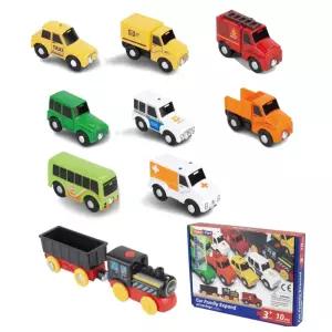 나무 레일 전동 기차 수동 자동차 10종 세트 자석연결 손자 수집 선물 아동 모형