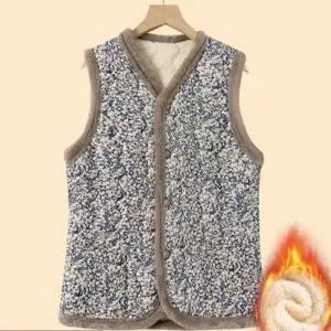 ONM 꽃무늬 겨울 여성 누빔조끼 3컬러 털 할머니조끼 패턴