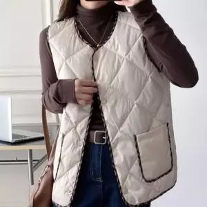 ONM 퀼팅 패딩조끼 윈터 라운드 넥변형 따뜻 경량 여성 베
