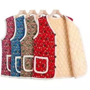 ONM 여성 중장년 윈터 패턴 꽃무늬 따뜻 털 안감 할머니