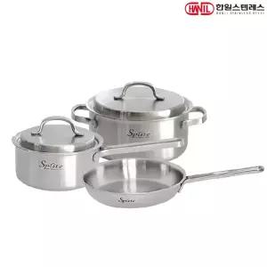 한일STS 스플릿 통5중 스텐레스 IH 인덕션가능 냄비+후라이팬세트 3종B(편16+양20+후20)