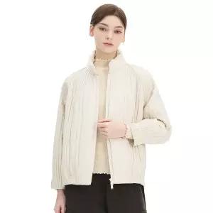 반넥 나그랑 누빔 퀼팅 블루종 집업 플리츠 점퍼_YI10WOPJP02