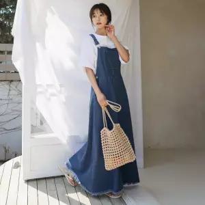 [핑크시슬리] 모먼트 플레어 멜빵 맥시 원피스