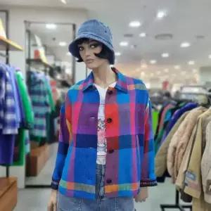 베네통/애플아울렛/마100% 소매 포인트 로시 체크 자켓/BAJKA1531