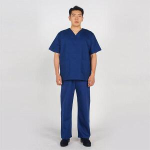 금성 KSO-006 수술복 V넥 상하의세트 수술내의 순면 남성용 청색 병원 유니폼 물리치료사복
