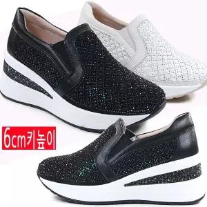 [뮤즈몰] HC805 / 6cm통굽 가죽 큐빅 보석 여성 키높이운동화/슬립온/스니커즈/웨지힐/신발/단화/로퍼/워킹화/웨지/봄/가을/겨울