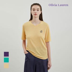 [올리비아로렌] 린넨 브이넥 티셔츠_VOBAS4M4271