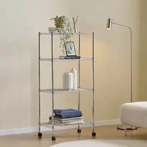 [리빙코아]강철 메탈 이동 바퀴 고정 수납 철제선반 600 4단