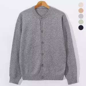 남녀공용 오버핏 비스코스 라운드 니트 버튼 가디건