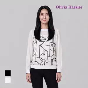 [올리비아하슬러] 기하학 패턴 라인 배색 티셔츠_OHCSBL103