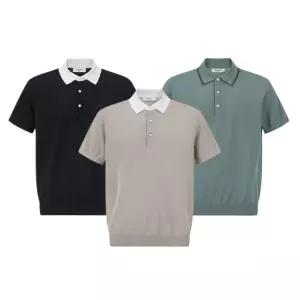 [롯데백화점]에디션 워셔블 배색 카라 반팔 스웨터 4종 NEF2ET1627